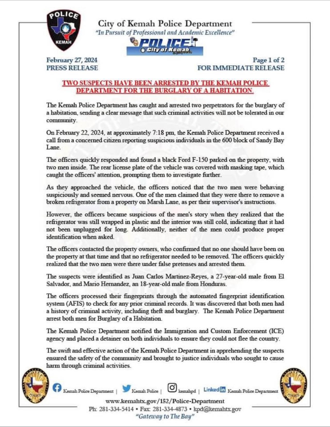 KPD Press Release February 27 2024 Pt1